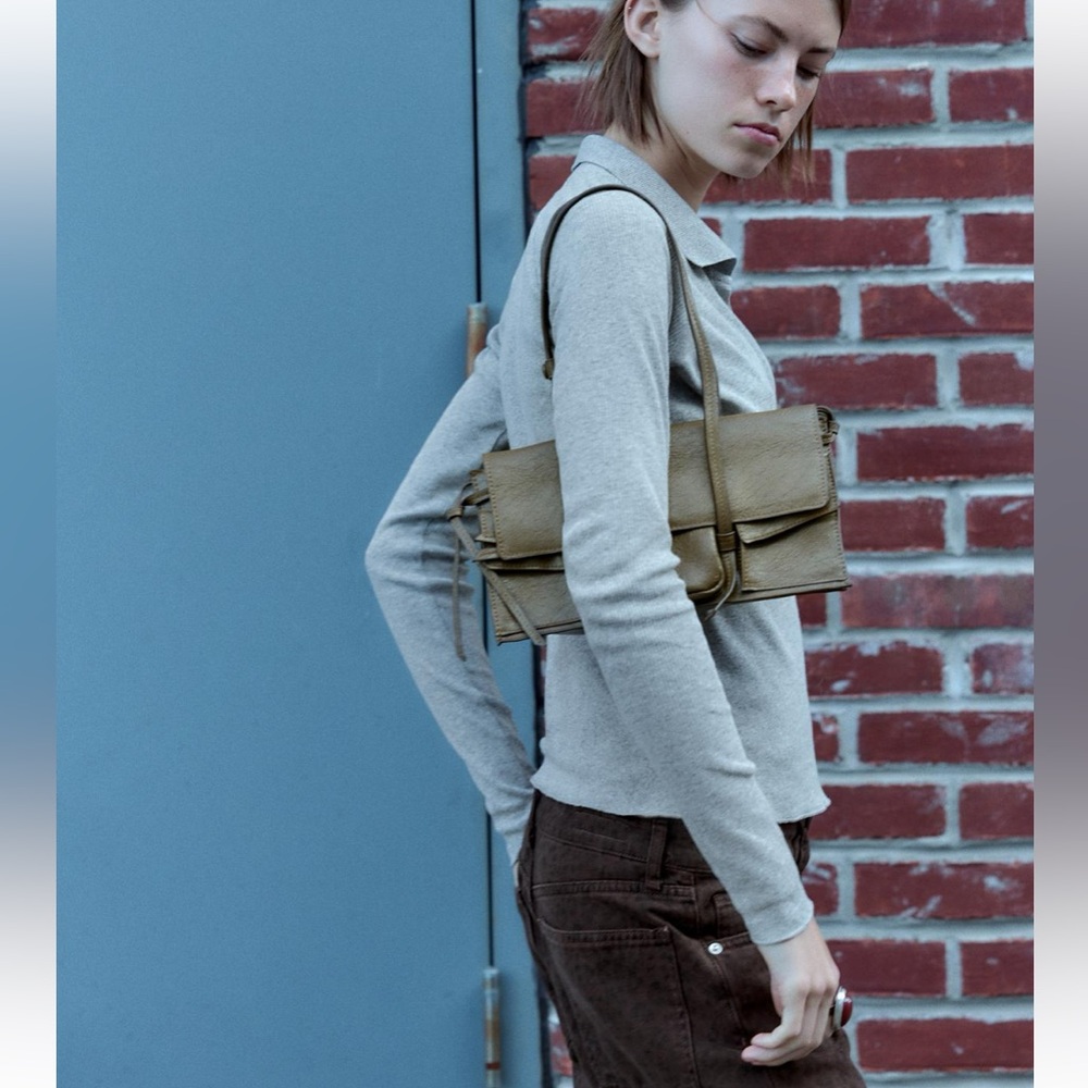 Zara Olive Green Shoulder Bag - Picture 8 of 9